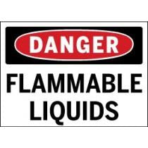 Danger flammable liquids sign with red border and black text on a white background