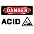 Danger Acid warning sign with a triangle icon on a white background