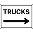 Traffic sign indicating direction for trucks with an arrow pointing right.