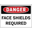 Danger sign with 'Face Shields Required' text on a white background