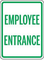 Sign with 'Employee Entrance' text on a white background