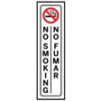 Vertical No Smoking arrow safety sign Bilingual