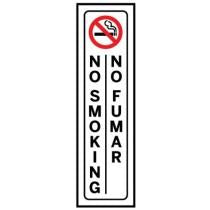 Vertical No Smoking arrow safety sign Bilingual