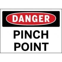 Dangerous area sign with 'Pinch Point' warning on a white background