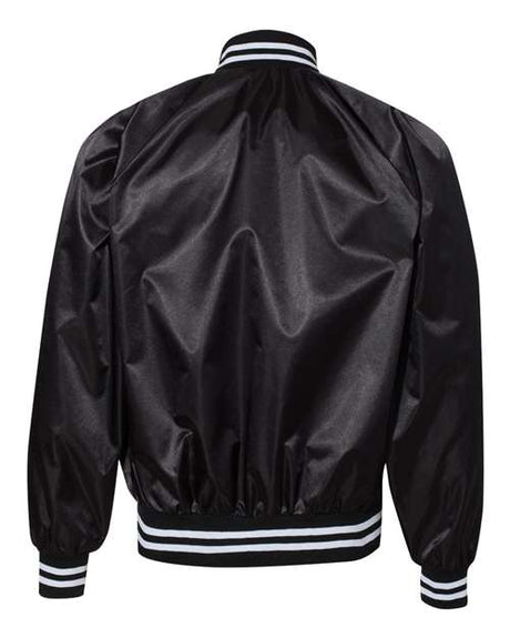 Unisex Satin Baseball Jacket Striped Trim