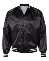Unisex Satin Baseball Jacket Striped Trim