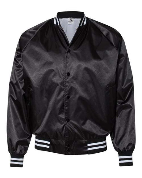 Unisex Satin Baseball Jacket Striped Trim