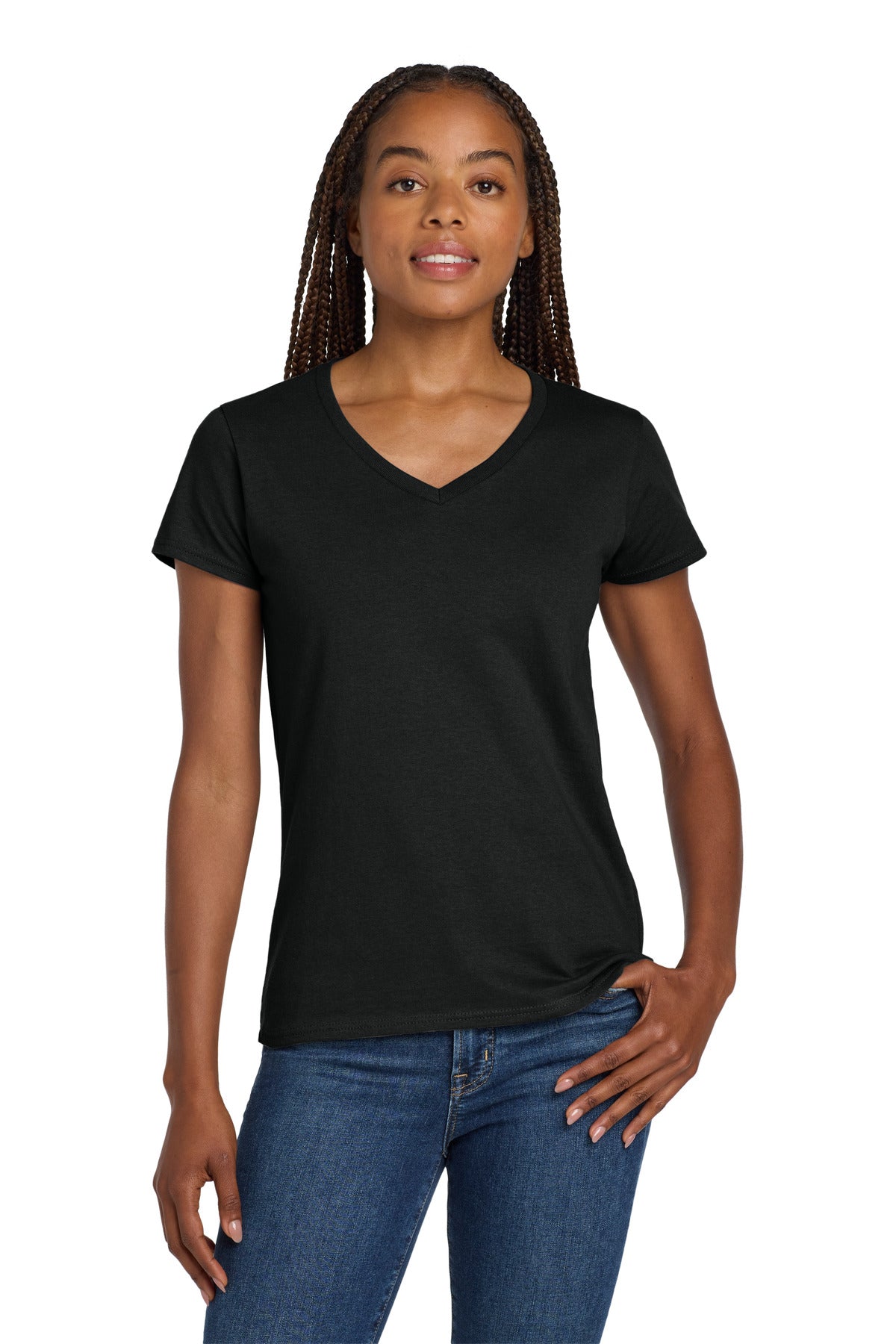 Gildan Women's Heavy Cotton 100% Cotton V-Neck T-Shirt 5V00L