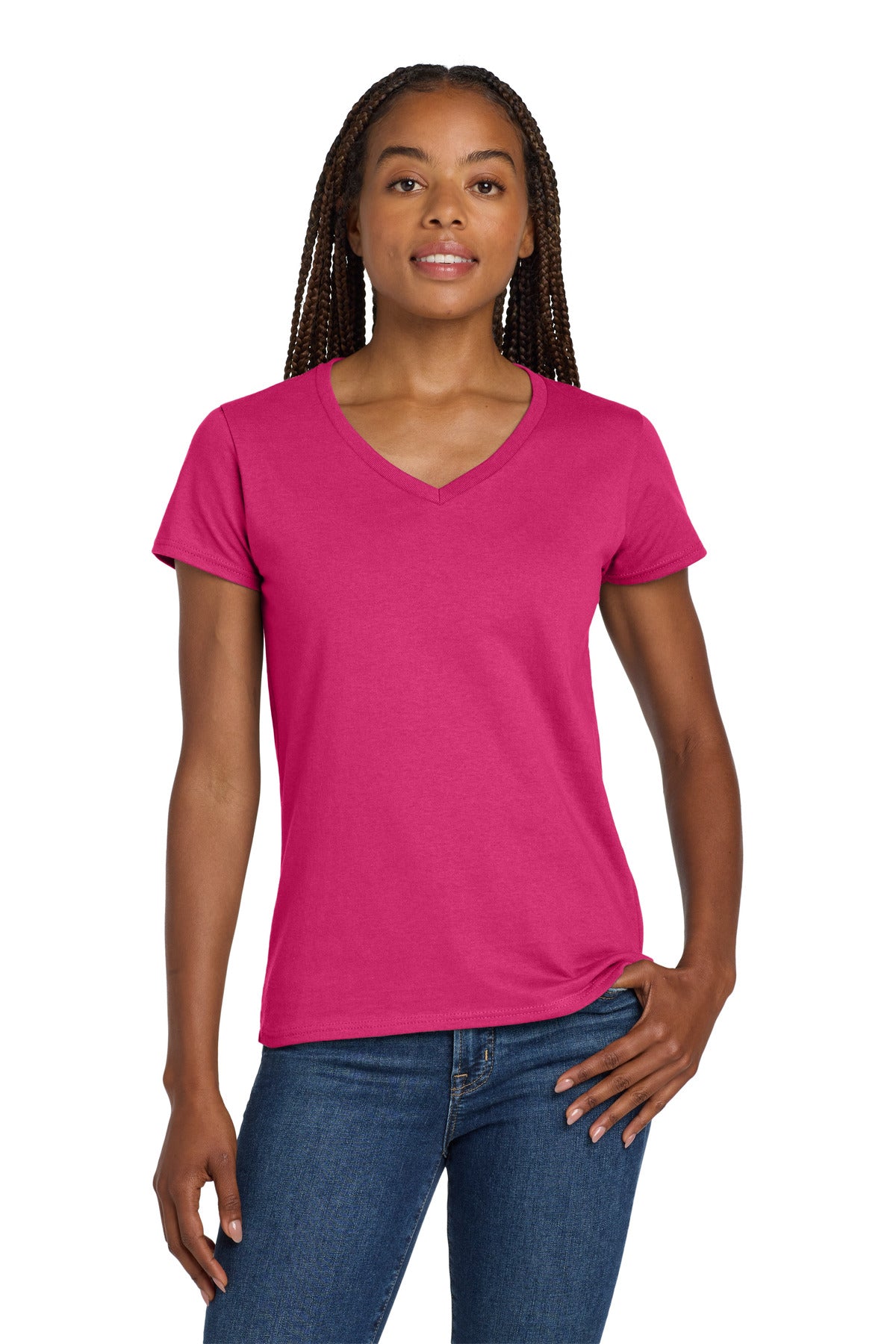 Gildan Women's Heavy Cotton 100% Cotton V-Neck T-Shirt 5V00L
