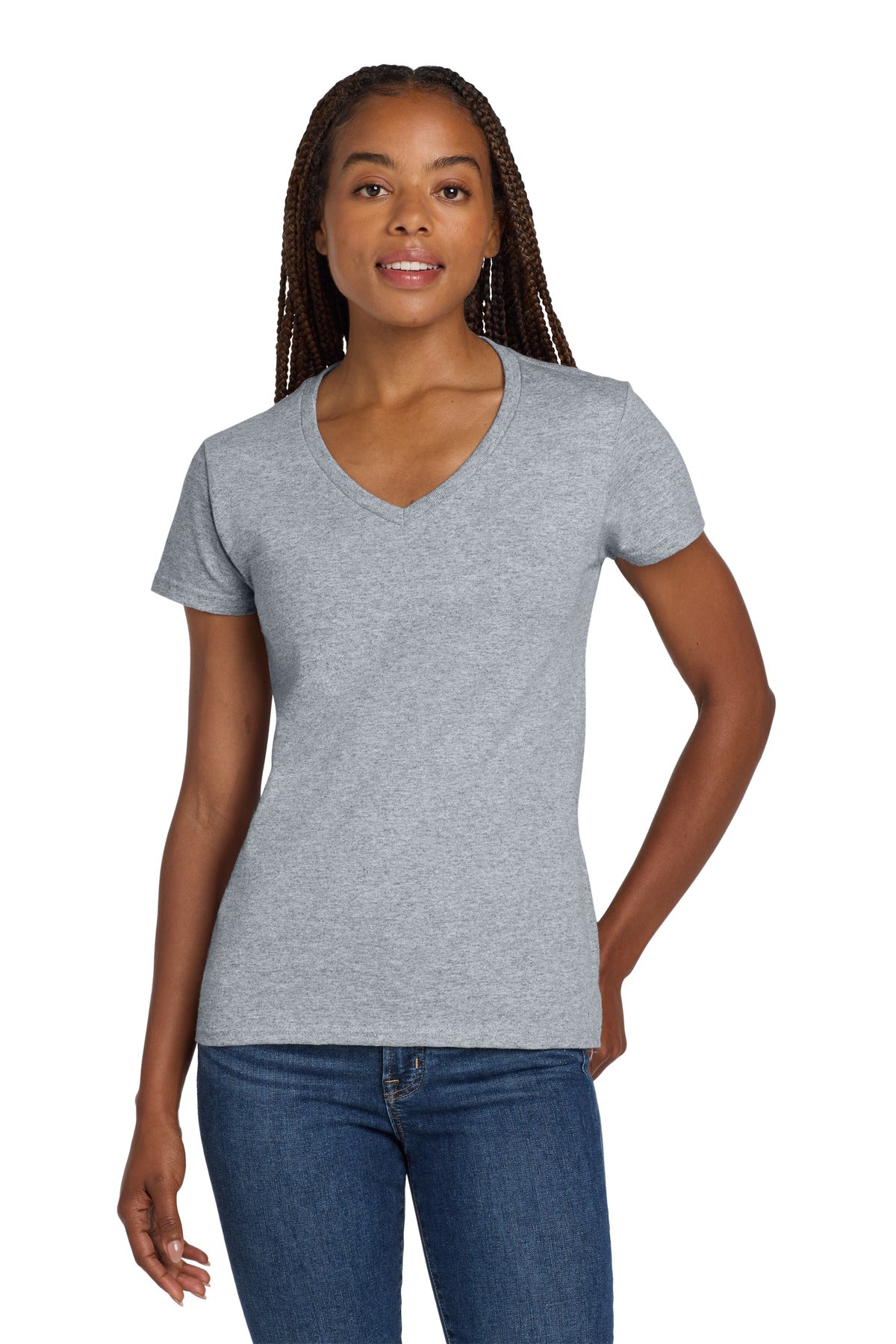 Gildan Women's Heavy Cotton 100% Cotton V-Neck T-Shirt 5V00L
