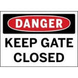 Danger sign with 'Keep Gate Closed' text on a white background