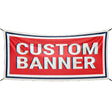 Red banner with 'CUSTOM BANNER' text on a white background