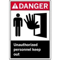 Danger sign with graphic to keep unauthorized people out of specific area