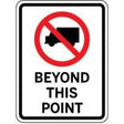 No truck sign indicating 'Beyond This Point' on a white background