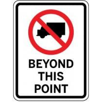 No truck sign indicating 'Beyond This Point' on a white background