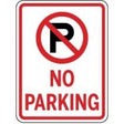 No parking sign with a red circle and line over a white background