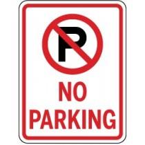 No parking sign with a red circle and line over a white background