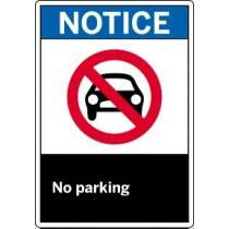 No parking sign with a red circle and line over a white background