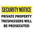 Private Property sign with legal trespassing warning