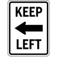 Traffic sign with 'Keep Left' text and arrow on a white background