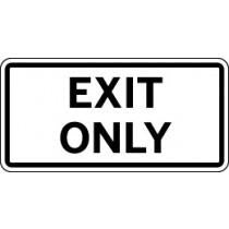 Exit Only sign with black text on a white background