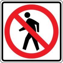 Prohibition sign indicating no walking.