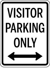 Visitor Parking Only sign with arrows pointing to the right.