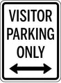 Visitor Parking Only sign with arrows pointing to the right.