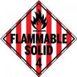 Flammable solid warning sign with red and black design