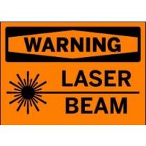 Warning sign for laser beam on an orange background