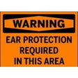 Warning sign indicating ear protection is required in this area.
