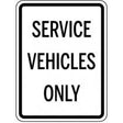 Sign with 'Service Vehicles Only' text on a white background