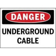 Dangerous sign warning of underground cable on a white background