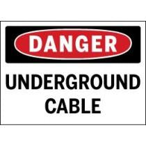 Dangerous sign warning of underground cable on a white background
