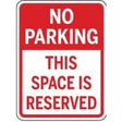 No parking sign indicating reserved space on a white background