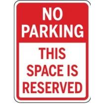 No parking sign indicating reserved space on a white background