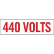 440 Volts sign with red text on a white background