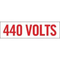 440 Volts sign with red text on a white background
