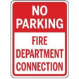 No parking fire department connection sign with red border