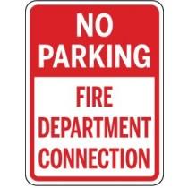No parking fire department connection sign with red border