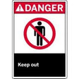 Danger sign with graphic with "Keep out" text