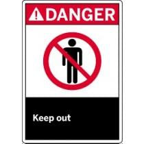 Danger sign with graphic with "Keep out" text