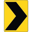 Yellow traffic sign with a black arrow