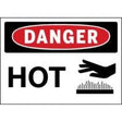 danger sign warning of a hot surface with a graphic of a hand