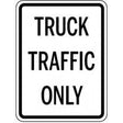 Traffic sign indicating 'Truck Traffic Only' on a white background
