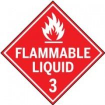 Flammable liquid warning sign with flame symbol on a white background