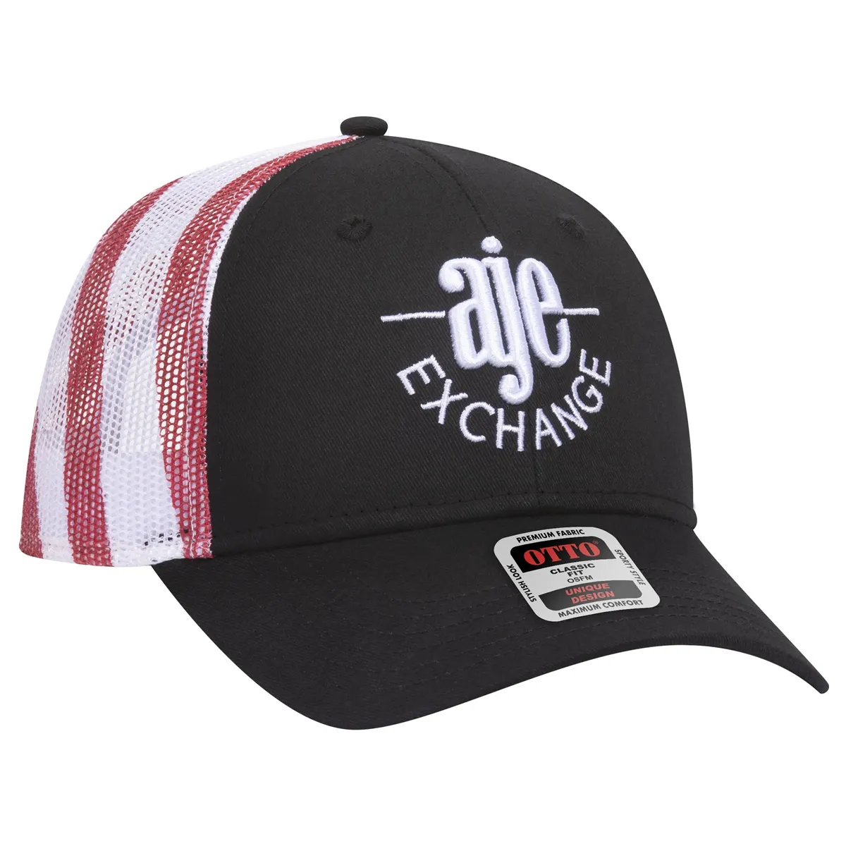 American Flag Mesh Back Cotton Twill 6 Panel Baseball Cap