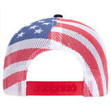 American Flag Mesh Back Cotton Twill 6 Panel Baseball Cap