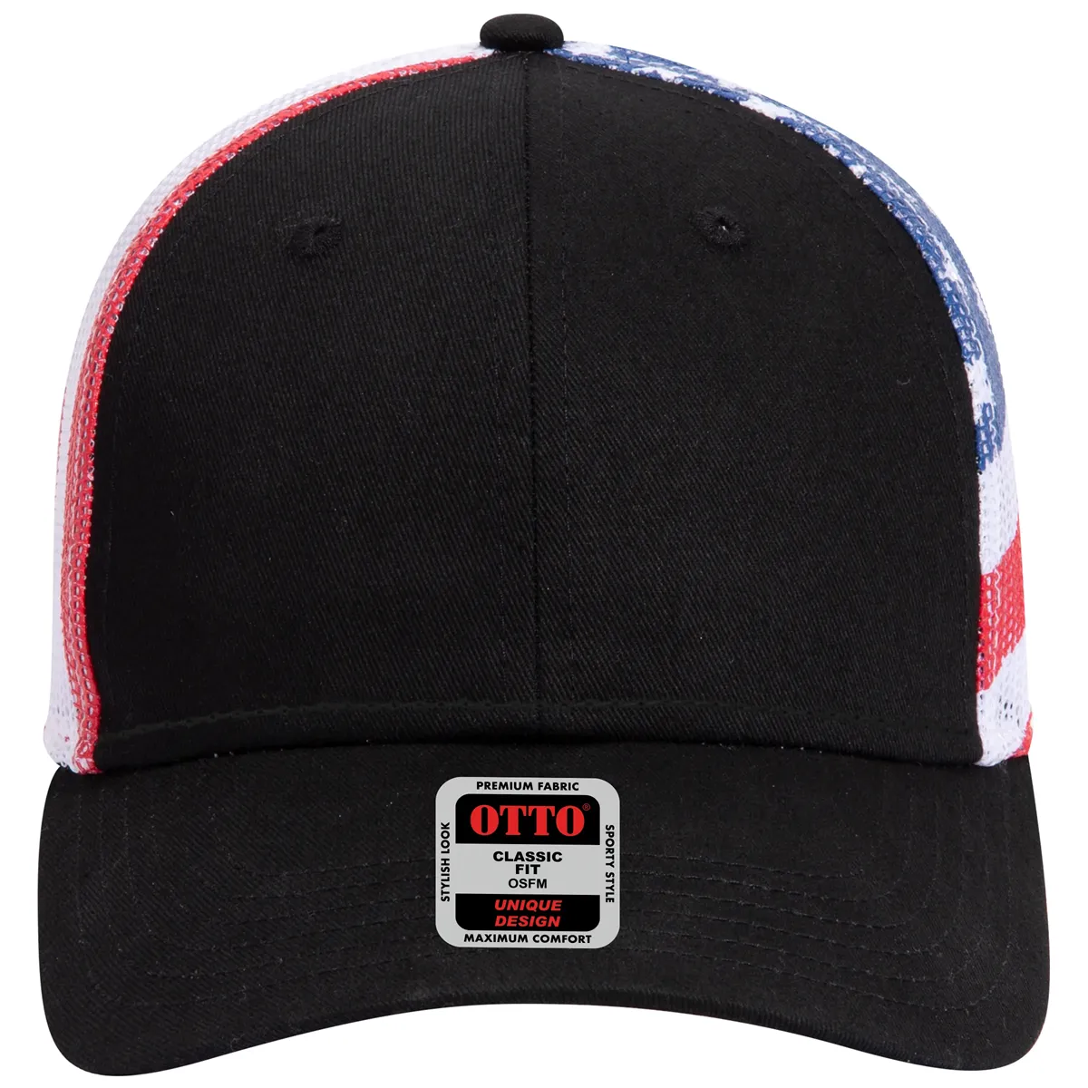 American Flag Mesh Back Cotton Twill 6 Panel Baseball Cap