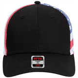 American Flag Mesh Back Cotton Twill 6 Panel Baseball Cap